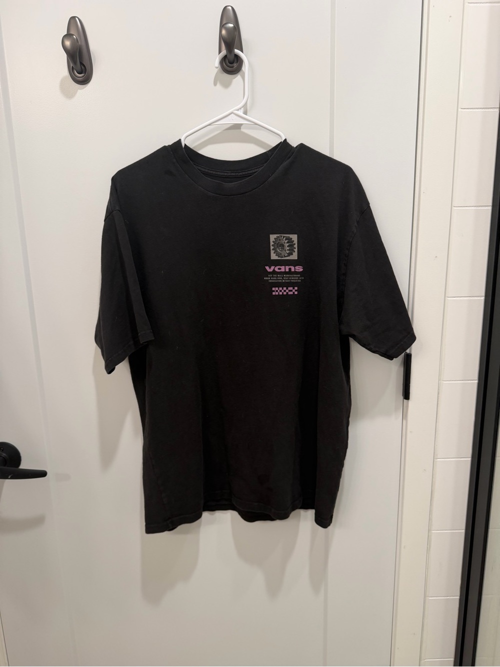 Vans Black Short-Sleeve Tee with Purple Logo
